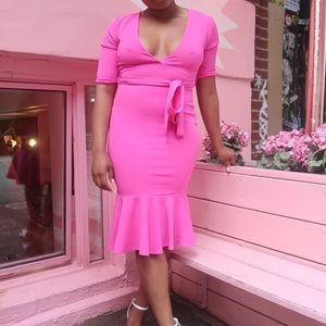 Pink Dress with Ruffled Bottom